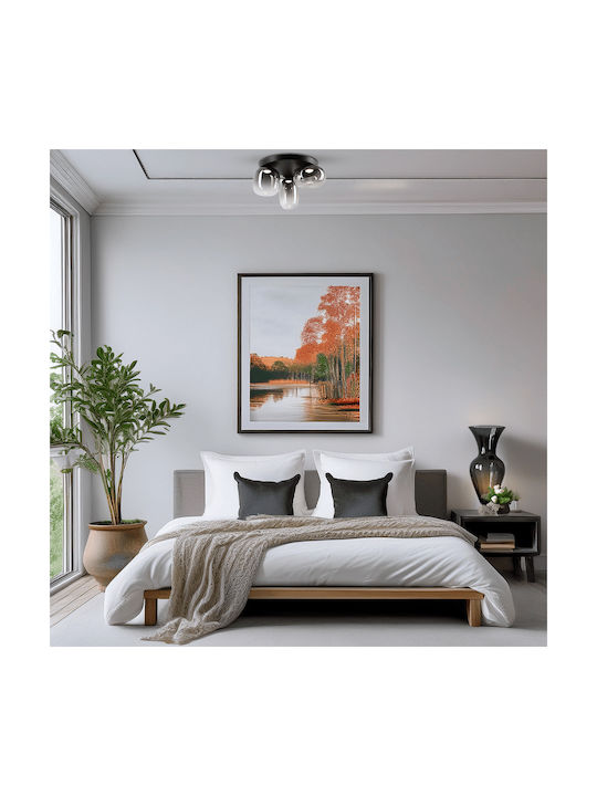 Eko Light Πλαφονιέρα Οροφής Μαύρη με Ενσωματωμένο LED