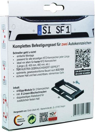 Car License Plate Frames Back Plastic 11.2 x 11.2cm Black 2pcs