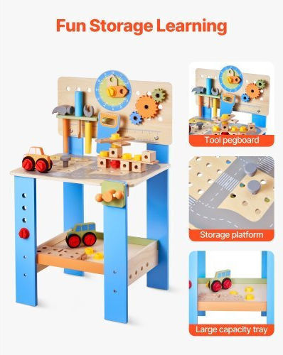 Vevor Wooden Kids Working Bench for 3+ Years 62 Pieces