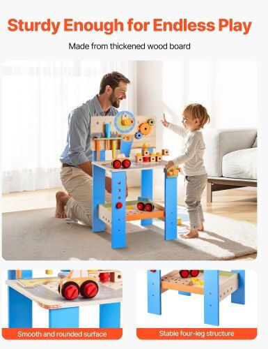 Vevor Wooden Kids Working Bench for 3+ Years 62 Pieces