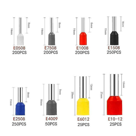 Set 1200 Onuvio Terminal Pins Crimp Ferrules End Pins Electrical Conductors 0.5-10mm
