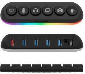 Hub USB Streamplify Desk 5 5x USB RGB Schwarz