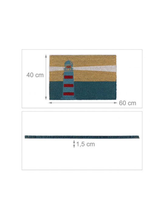 Relaxdays Covor de Intrare din Cocos cu Suport Antiderapant Multicolor 60x40buc Grosime 15mm