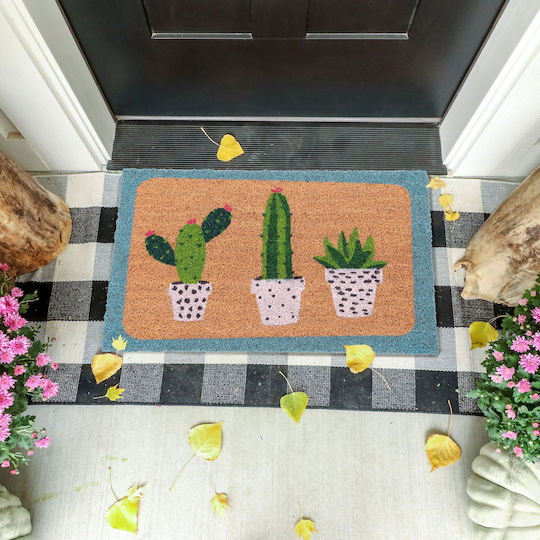 Relaxdays Covor de Intrare din Cocos cu Suport Antiderapant Multicolor x60buc