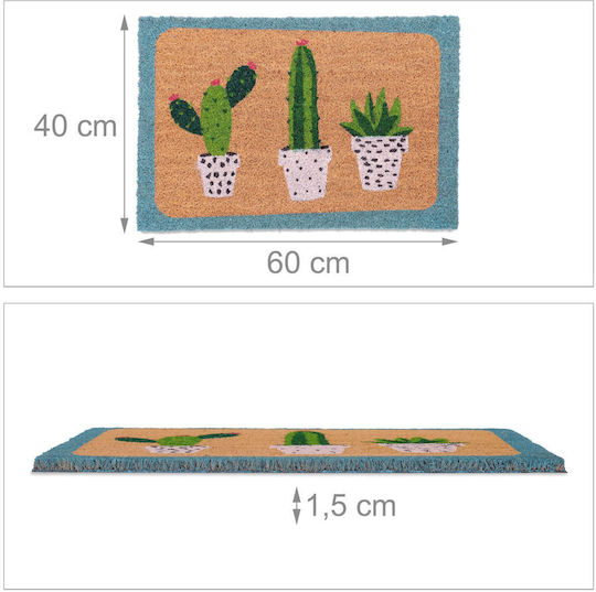 Relaxdays Covor de Intrare din Cocos cu Suport Antiderapant Multicolor x60buc