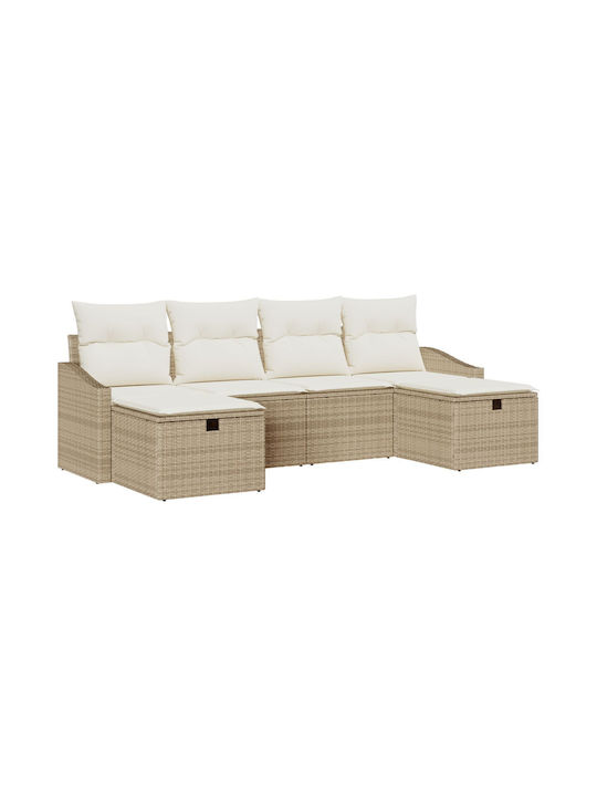 Corner Sofa Outdoor Rattan with Pillows 55x62x69cm