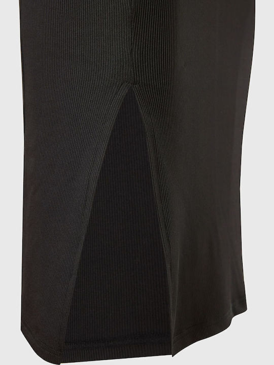 Sommer Midi Kleid mit Schlitz Schwarz