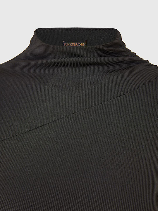 Sommer Midi Kleid mit Schlitz Schwarz
