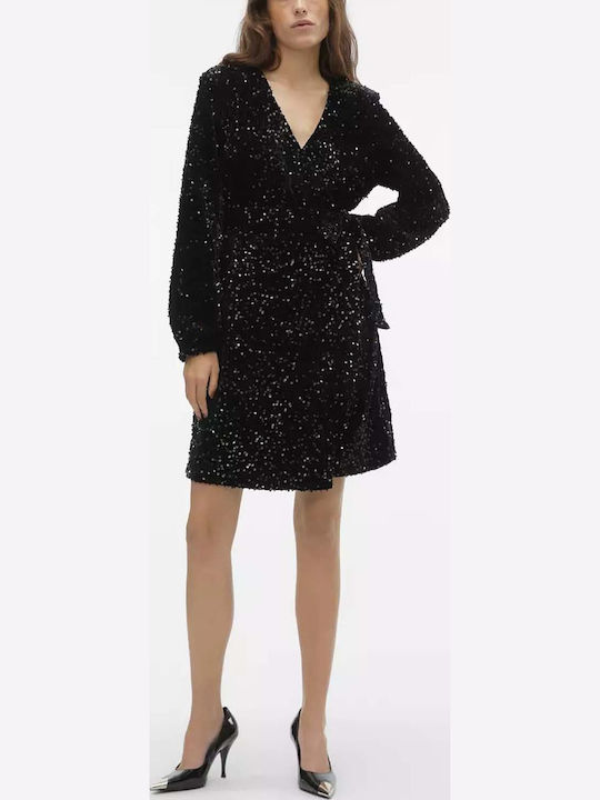 Mini Evening Dress Wrap Black