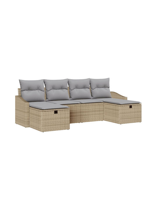 Wohnzimmer Ecksofa Außenbereich Rattan mit Kissen 55x62x69cm