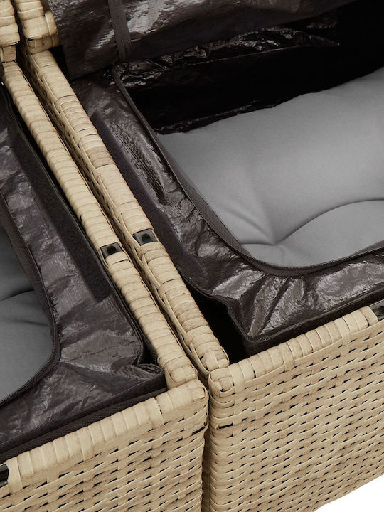 Wohnzimmer Ecksofa Außenbereich Rattan mit Kissen 55x62x69cm