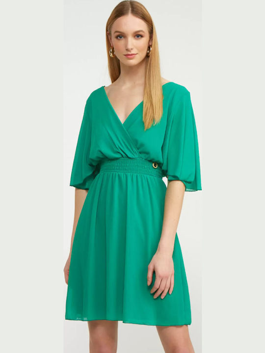Summer Mini Dress for Wedding - Christening Open Back Green