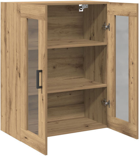 Wall Living Room Display Cabinet made of Particleboard with Glass Artisan Oak 69.5x34x90cm