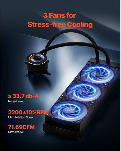 Vevor CPULQFSSLDPBNKJ8OV9 Water Cooling System AIO CPU With 3 120mm Fans