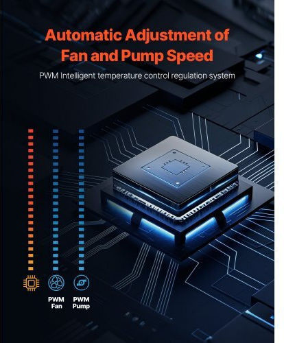 Vevor AIO Water Cooling System for CPU with 3 120mm Fans and ARGB Lighting