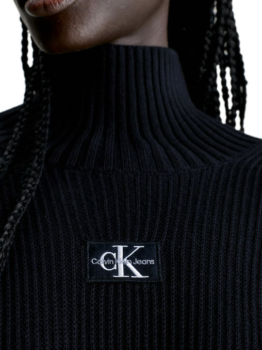 Mini Dress Turtleneck Black