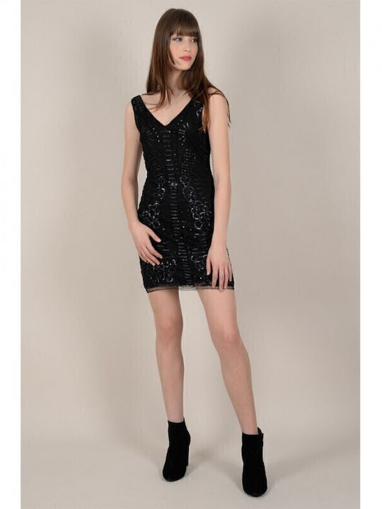 Ladies Woven Dress Fr Mini Βραδινό Φόρεμα Μαύρο