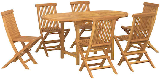 Outdoor Dining Set 7 Pieces Brown