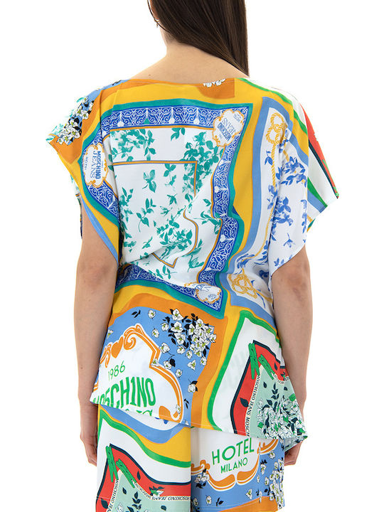 Moschino Blouse White- Blue- Green