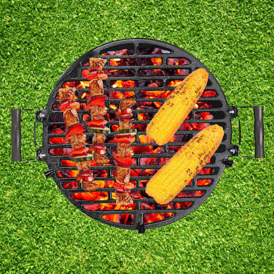 Cast Iron Grill 39x46x36 Cm Height Adjustable In 3 Levels Relaxdays