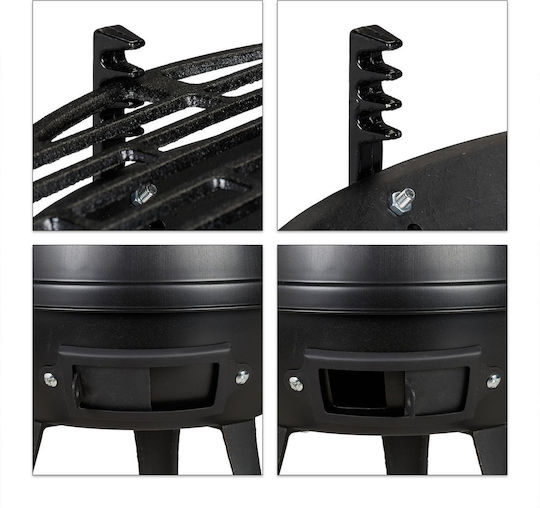 Cast Iron Grill 39x46x36 Cm Height Adjustable In 3 Levels Relaxdays