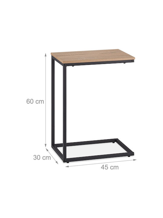 Masă Laterală Rectangulară din Lemn Masiv Maro/Negru L60xL30xÎ45cm
