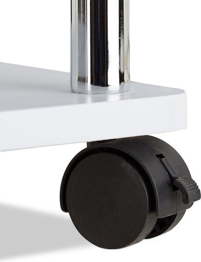 Rectangular Side Table Wooden with Wheels White L41.5xW40xH40cm.