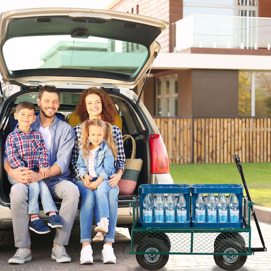 Cărucior de transport metalic Relaxdays cu pneuri verzi 50 x 50 x 110 cm capacitate de încărcare 200 kg