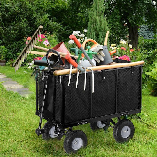 Relaxdays Cărucior de Transport Negru Acoperire Roți Gri 83 X 51 X 110 Cm Sarcină Maximă 500 Kg