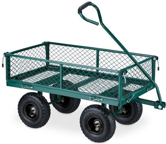 Cărucior de transport Relaxdays verde, sarcină maximă 200 kg, 50 x 50 x 110 cm