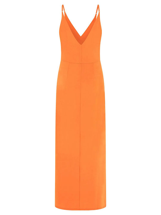 Ramsha Summer Maxi Dress with Slit Orange