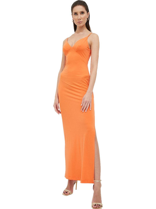 Ramsha Summer Maxi Dress with Slit Orange
