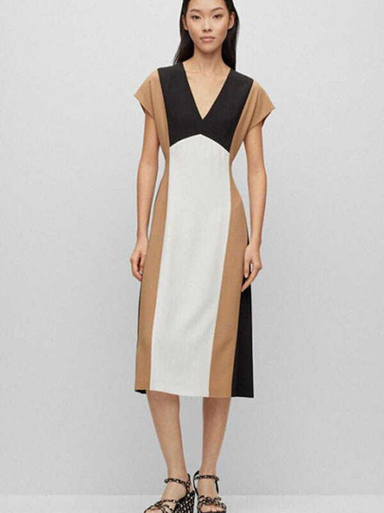 Debrany Summer Midi Dress Short Sleeve Black