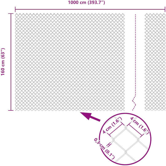 vidaXL Wire Fencing Galvanized with PVC Coating Gray 1.6x10m