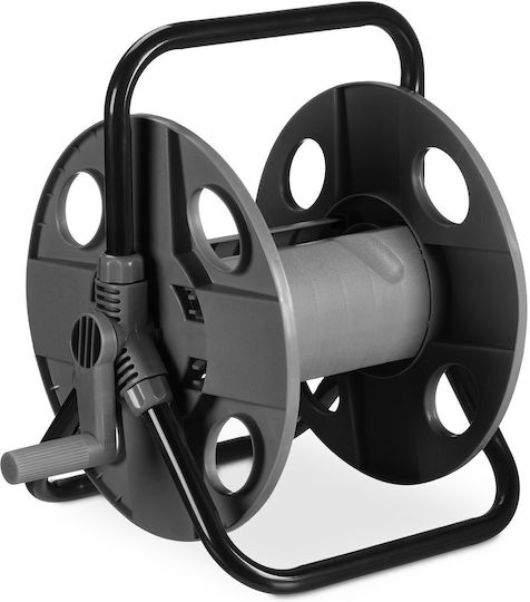 Hose Reel Relaxdays Handle Rolling Metal Frame Dark Gray Black