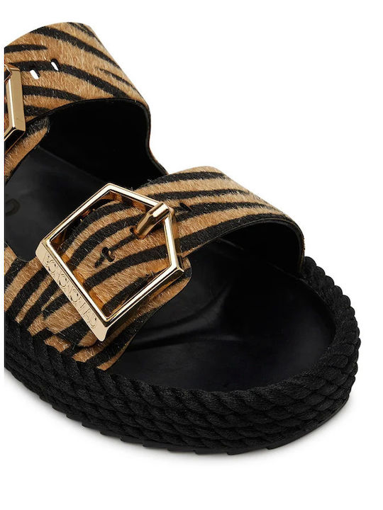 Leather Women's Flat Sandals Anatomic Zebra