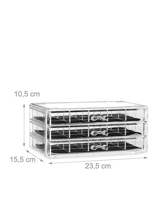 Relaxdays Kosmetikorganisator mit 3 Schubladen Transparent