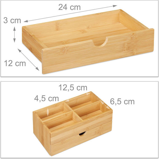 Relaxdays Organizator Cosmetice Cu Sertare Și Separatoare Maro 27x15x11cm