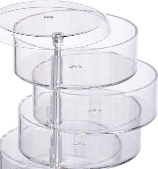 Relaxdays Organizator Rotativ De Cosmetice Cu Separatoare Transparent 17.5x11.5x11.5cm