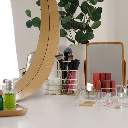 Relaxdays Organizator Cosmetice Cu Separatoare Auriu 12.5x12.5x12cm