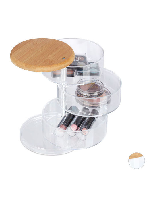Relaxdays Cosmetics Storage & Organization Box with Dividers Transparent 13.5x11.5cm