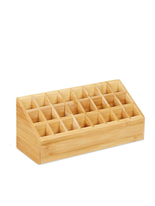 Relaxdays Cosmetics Organizer with Dividers Brown 23x10x9cm