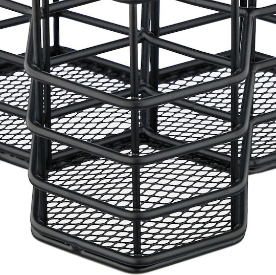 Relaxdays Organizator Cosmetice Cu Separatoare Negru 12.5x12.5x12cm