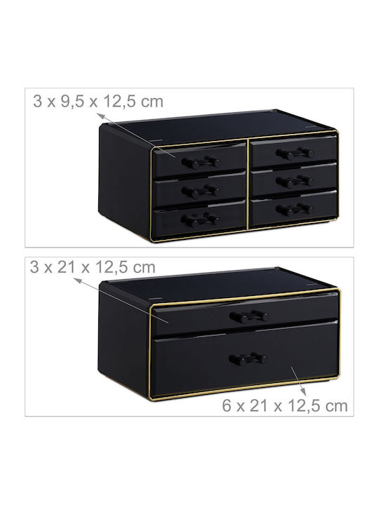 Relaxdays Organizator Cosmetice Cu 8 Sertare Negru 30x24x14cm