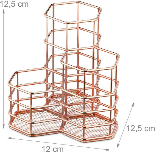 Relaxdays Organizator Cosmetice Cu Separatoare Roz Auriu 12.5x12.5x12cm