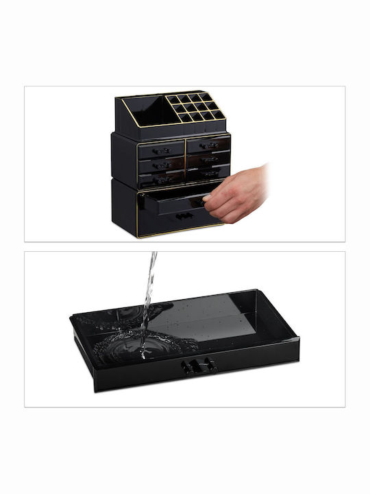 Relaxdays Organizator Cosmetice Cu 8 Sertare Negru 30x24x14cm