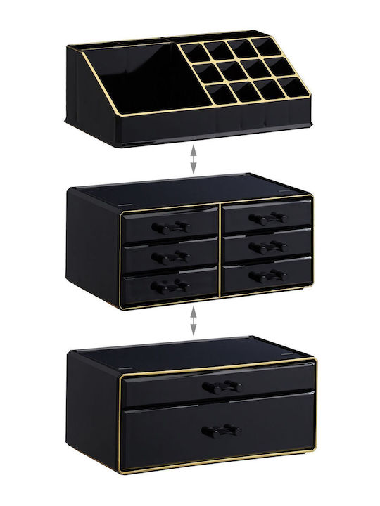 Relaxdays Organizator Cosmetice Cu 8 Sertare Negru 30x24x14cm