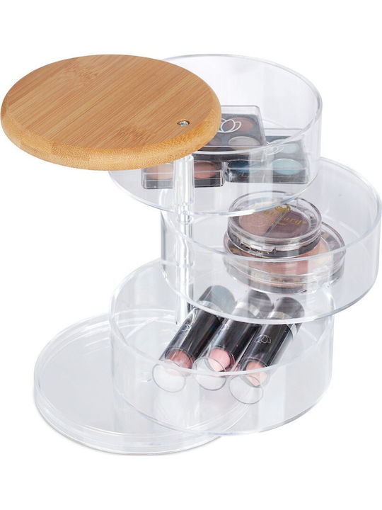 Relaxdays Cosmetics Storage & Organization Box with Dividers Transparent 13.5x11.5cm