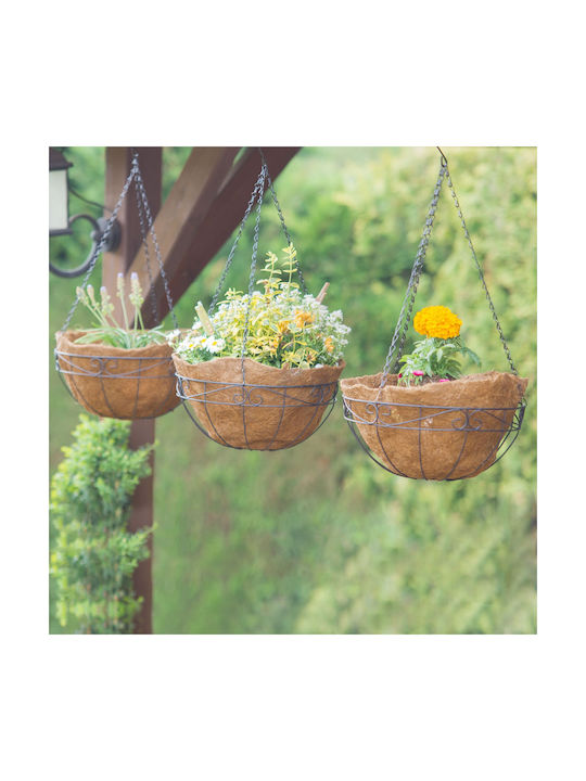 Set 3 Coșuri Suspendate pentru Flori din Fibră de Cocos Relaxdays