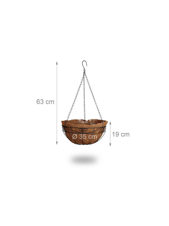 Set 3 Coșuri Suspendate pentru Flori din Fibră de Cocos Relaxdays